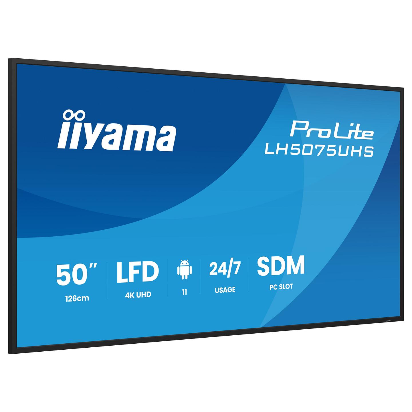 Digital Signage iiyama ProLite LH5075UHS-B2AG, 49.5", 4K UHD, VA, 4GB, 32GB, HDMI, DisplayPort, USB - Zezë - 4