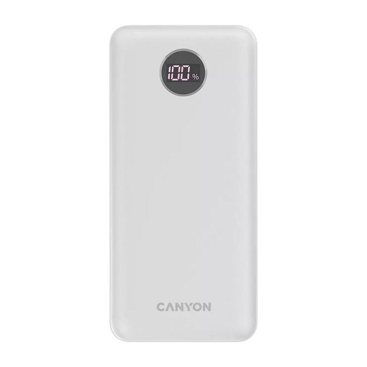 Power Bank Canyon PB-2002 / 20000mAh / USB-A / USB-C / QC 3.0 / 20W - Bardhë - 1