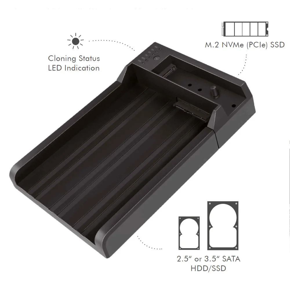 Docking Station LogiLink QP0031 / USB 3.2 Gen 2 / 2-Bay / 2.5"/3.5" SATA HDD/SSD / M.2 NVMe / 10Gbps / Offline Cloning / USB-C - Zezë - 3