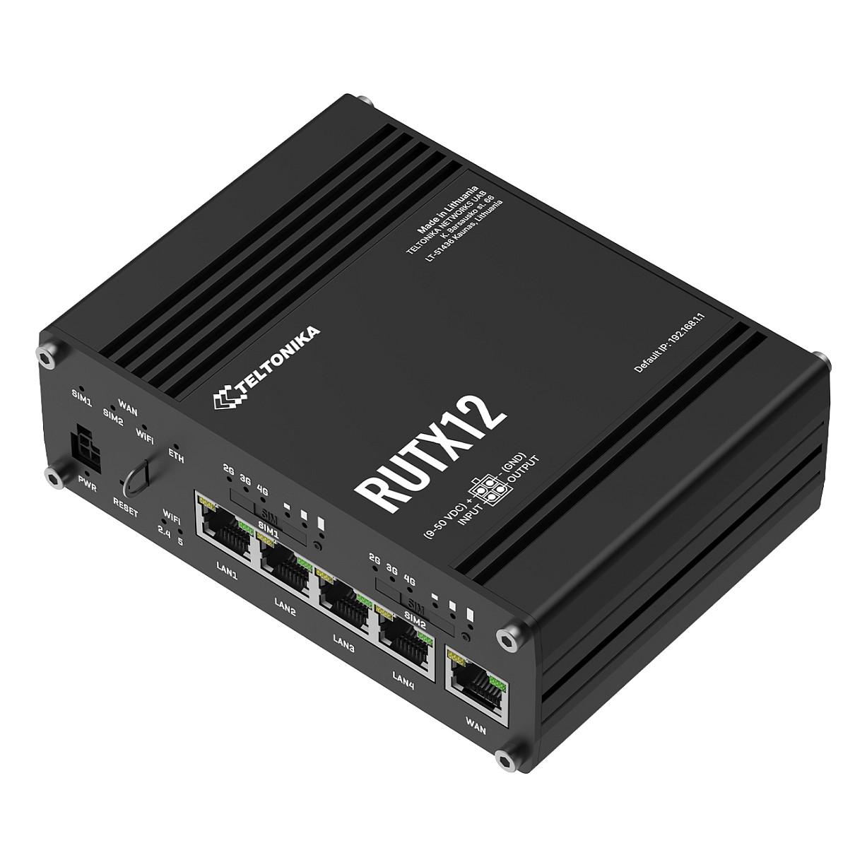 Ruter Industrial Teltonika RUTX12, Dual 4G LTE Cat 6, Dual SIM, Wi-Fi 5 Dual-Band, 5x Gigabit Ethernet, GPS, Bluetooth - Zezë - 2