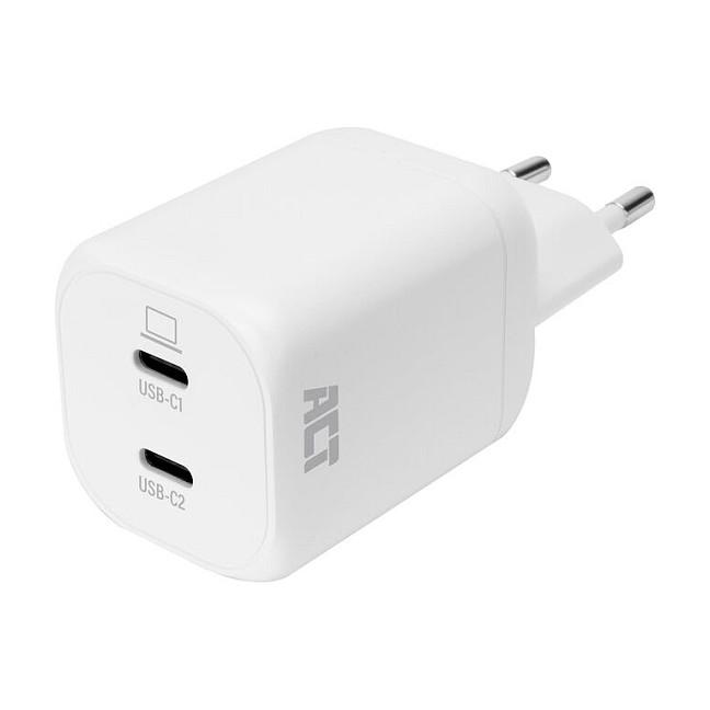 Karikues ACT AC2175, USB-C, 100W, 2 Porta, Power Delivery 3.2, PPS, AVS, Quick Charge 4+, GaNFast - Bardhë