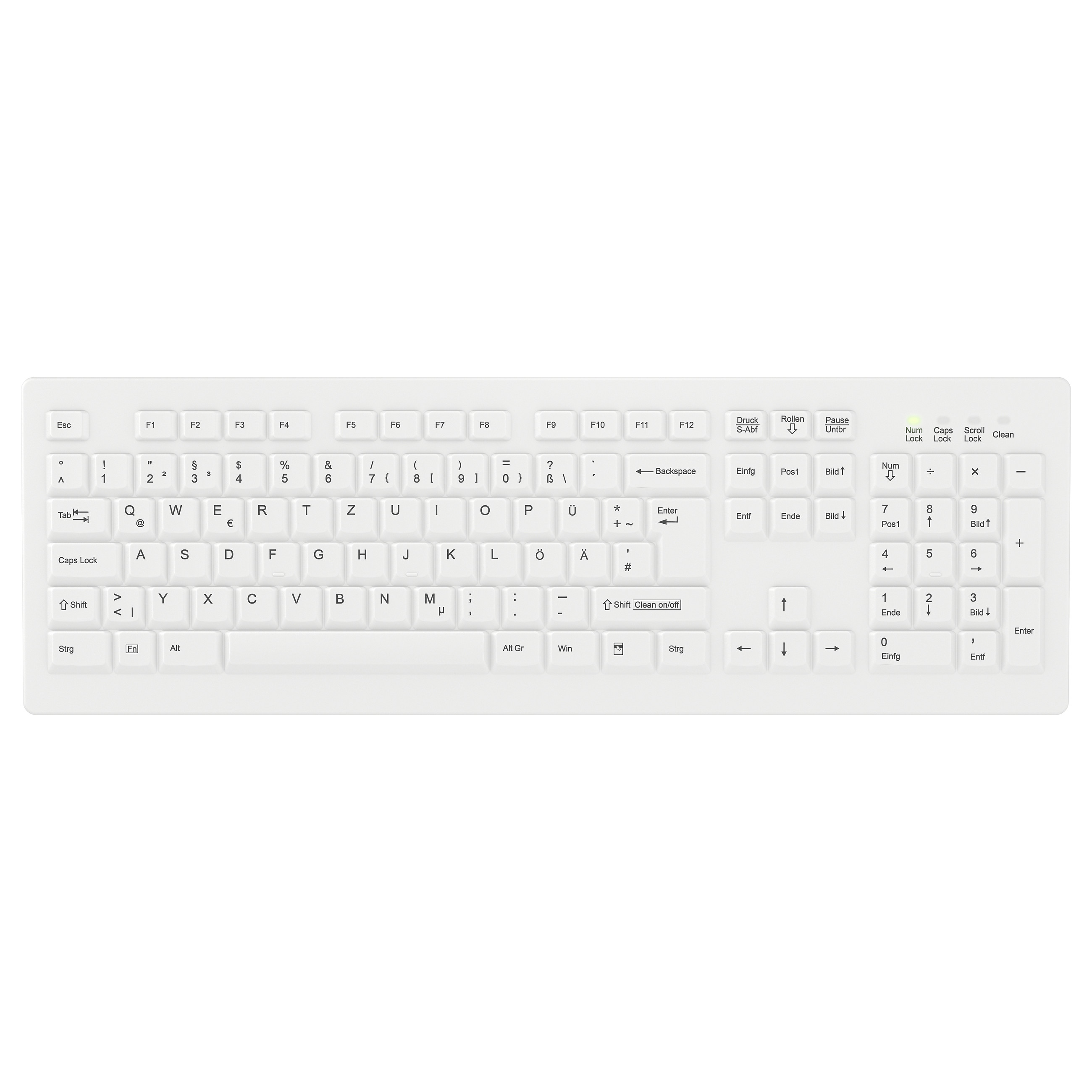 Tastierë Pa Kabllo Active Key AK-C8100 / IP68 Sealed / QWERTZ - Bardhë - 1