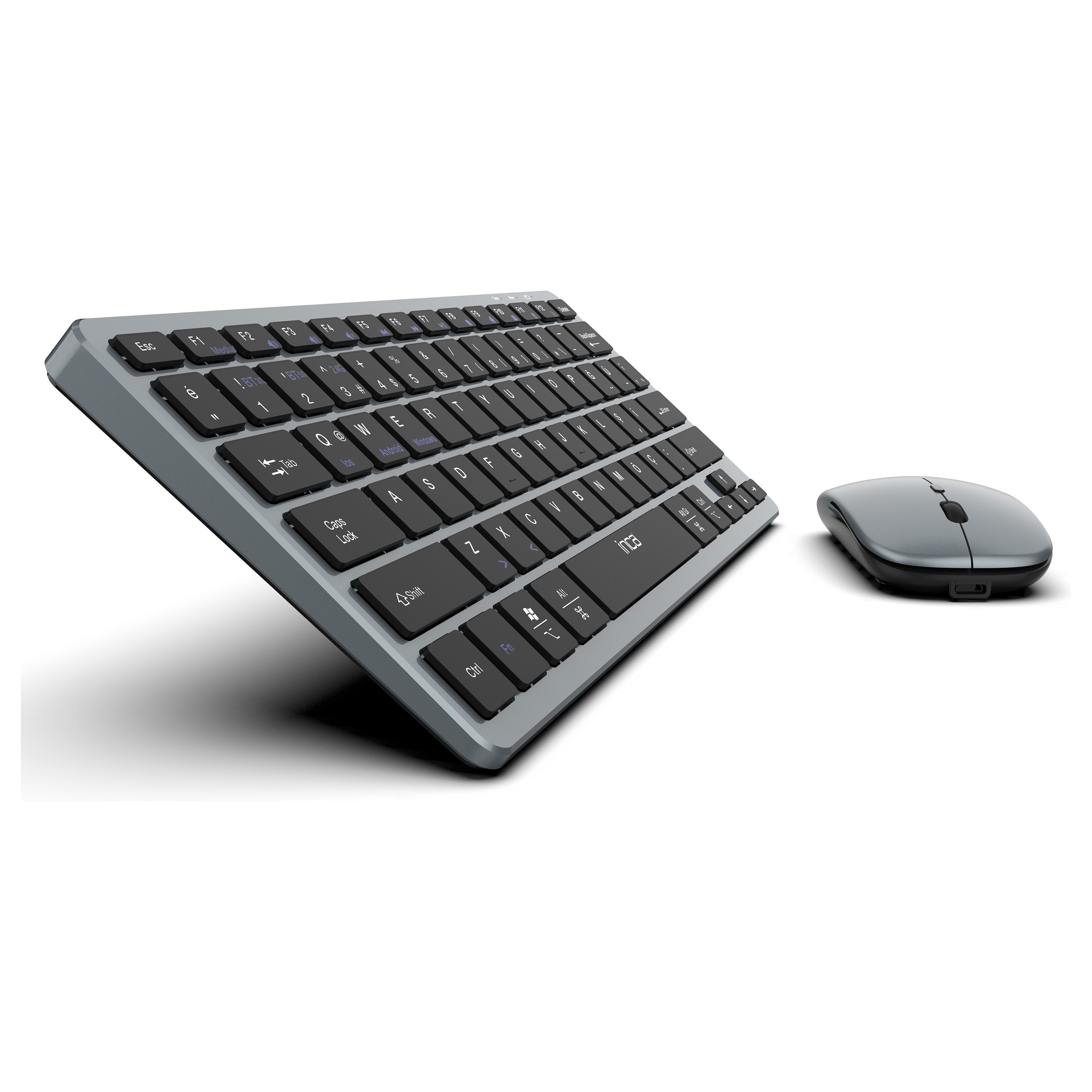 Combo (Tastierë&Maus) INCA IBK-572BT / 60% / QWERTZ / RF Wireless + Bluetooth / LED / 78 Butona - Zezë - 3