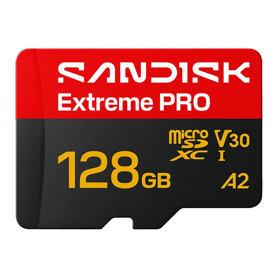 Kartë Memorie SD SanDisk Extreme PRO, 128GB, microSDXC, UHS-I, U3, V30, A2, 250MB/s Read, 120MB/s Write - Zezë/Kuqe