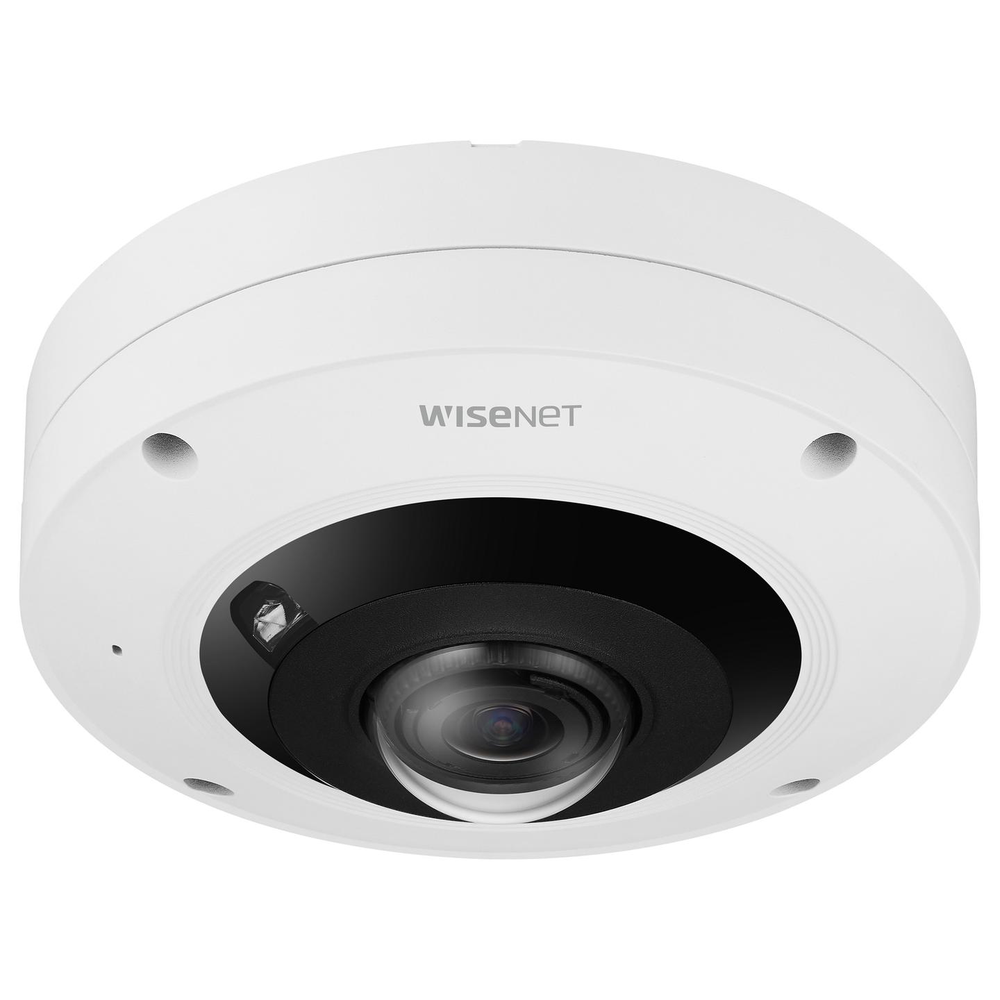 Kamerë Sigurie IP CCTV Hanwha Wisenet XNF-9013RV, 12MP, 1.08mm, 187°, Fisheye, AI, IR 13m, WDR 120dB, PoE+, MicroSD deri 1TB, IP66, IK10, NEMA 4X - Bardhë