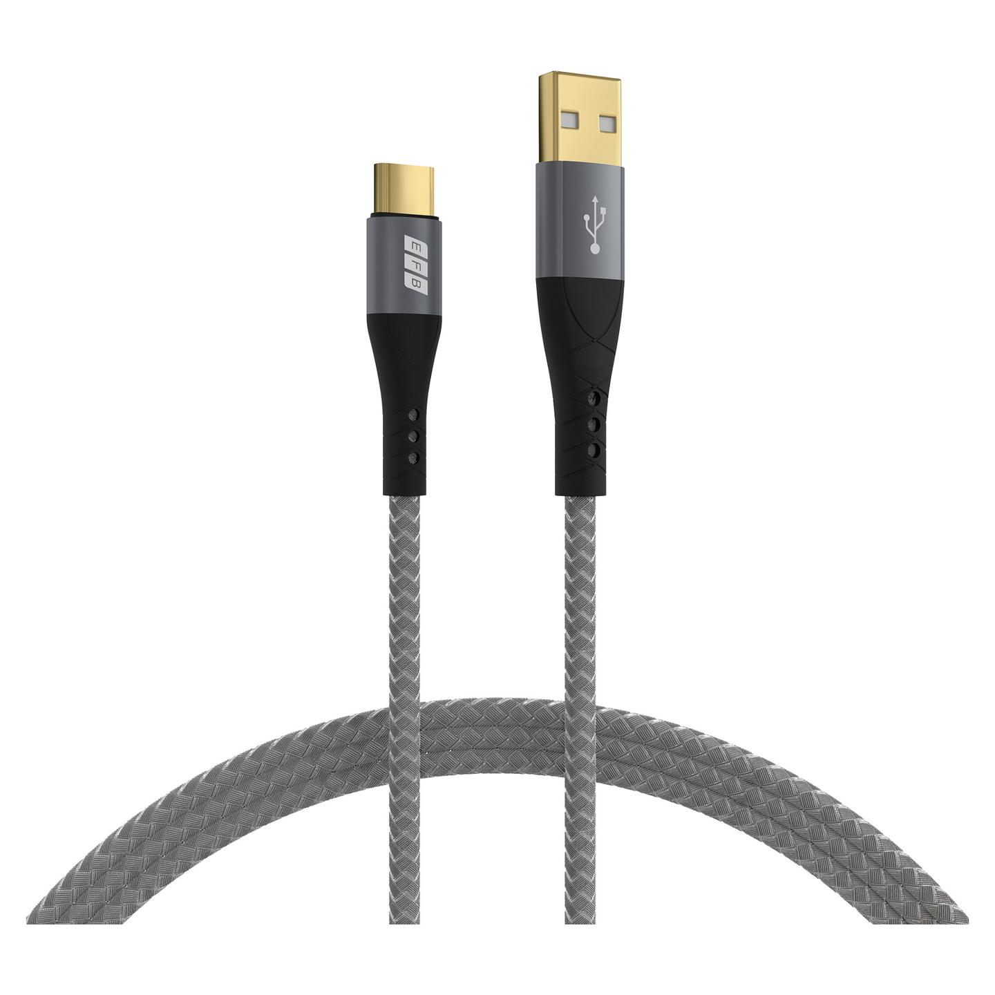 Kabllo USB EFB Elektronik USB-AC-00001 / USB-A Mashkull → USB-C Mashkull / USB 2.0 / 480 Mbit/s / 0.5m - Zezë/Gri