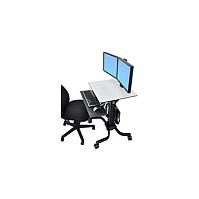 Mbajtëse për Monitor Ergotron WorkFit-C Dual Sit-Stand 24-214-085, 2 Monitorë deri në 24", VESA 75×75/100×100mm, Lartësi e Rregullueshme 63cm, 14,7kg, me Rrota - Hiri/Zezë - 3