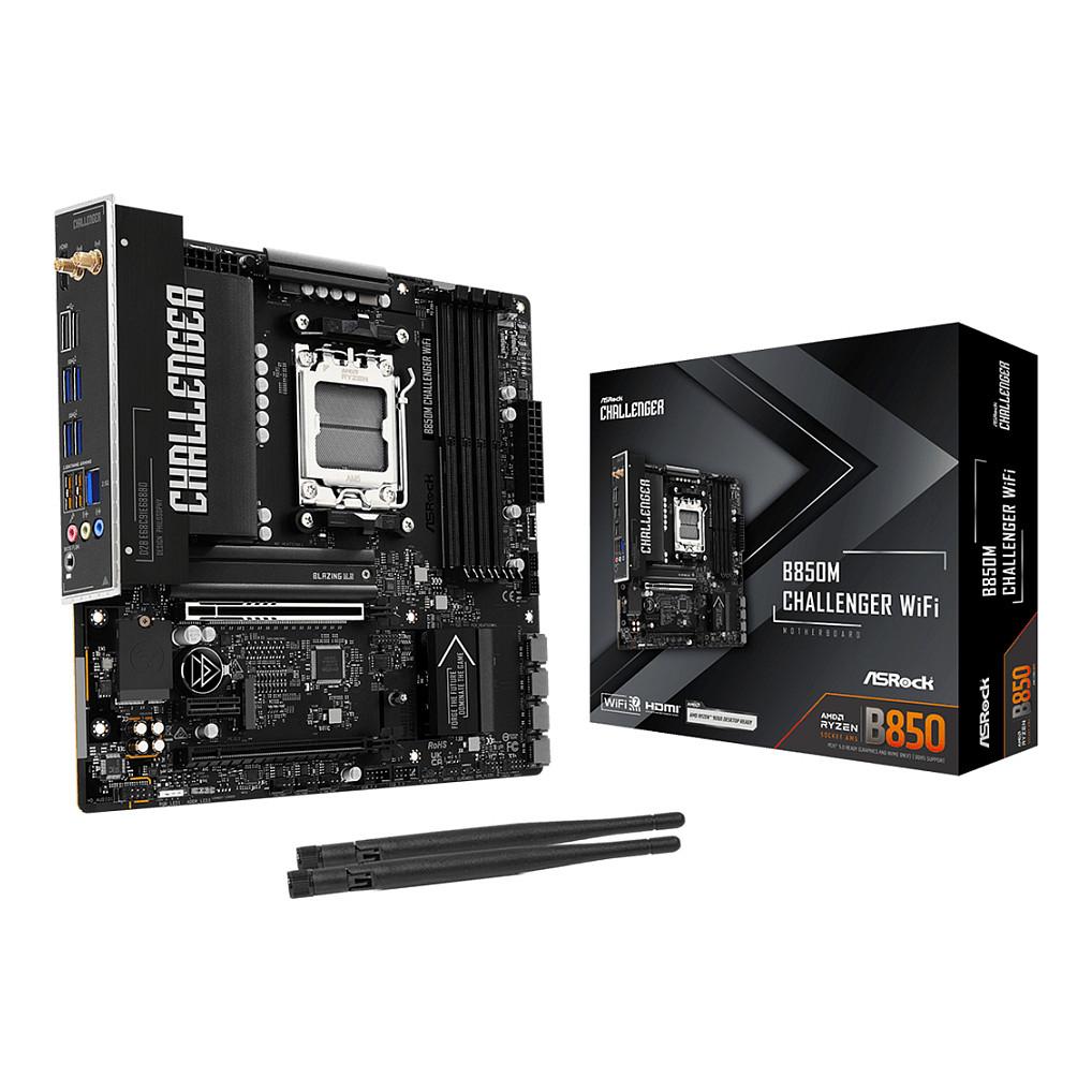 Motherboard ASRock B850M Challenger WiFi, AMD AM5, B850, DDR5, Micro-ATX, PCIe 5.0, Wi-Fi 7, Bluetooth 5.4, M.2