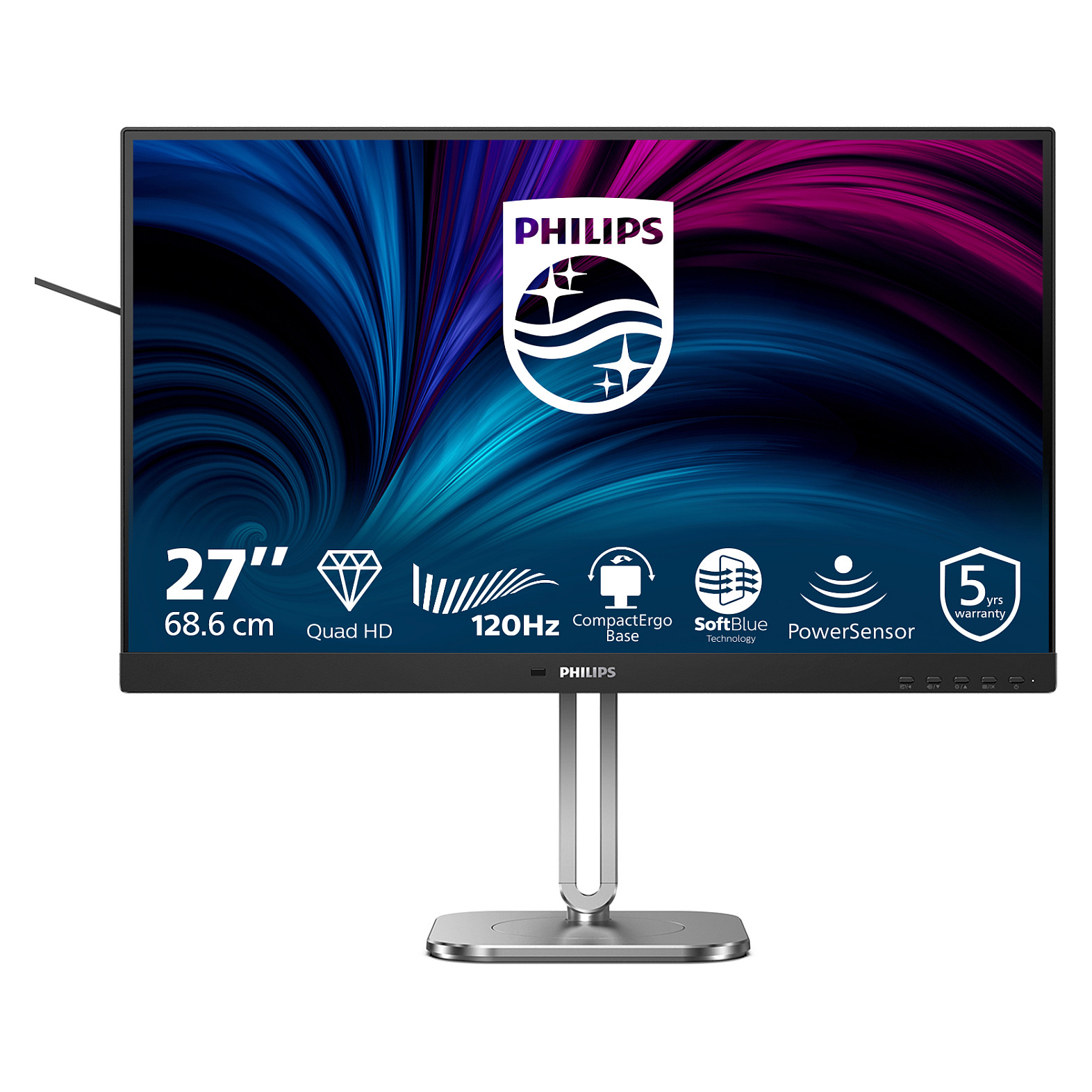 Monitor Philips 4000 series 27B2N4500/00 / 27″ WQHD IPS 120Hz 4ms / HDMI + DP + USB HUB / E zezë - 1