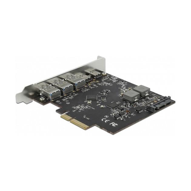 Kartë Zgjerimi Delock 89064, PCI Express 3.0 x4, 2x USB-C + 3x USB-A, 10Gbps, ASMedia ASM3142 + VIA VL822 - 2