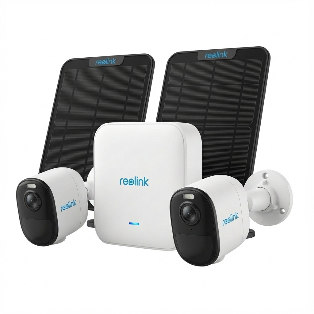 Kit për Kamera Sigurie IP CCTV Reolink Hub 1 + 2x Argus B350 + 2x Solar Panel / 4K / 8MP / Wi-Fi / 128GB microSD - Bardhë