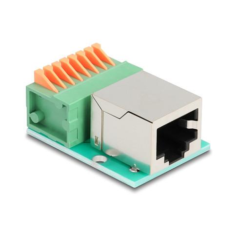 Adapter për Rrjet DeLOCK 90652, Cat.5e, RJ-45 Femër në Terminal 8-Pin, me Butona për Lidhje pa Vegla