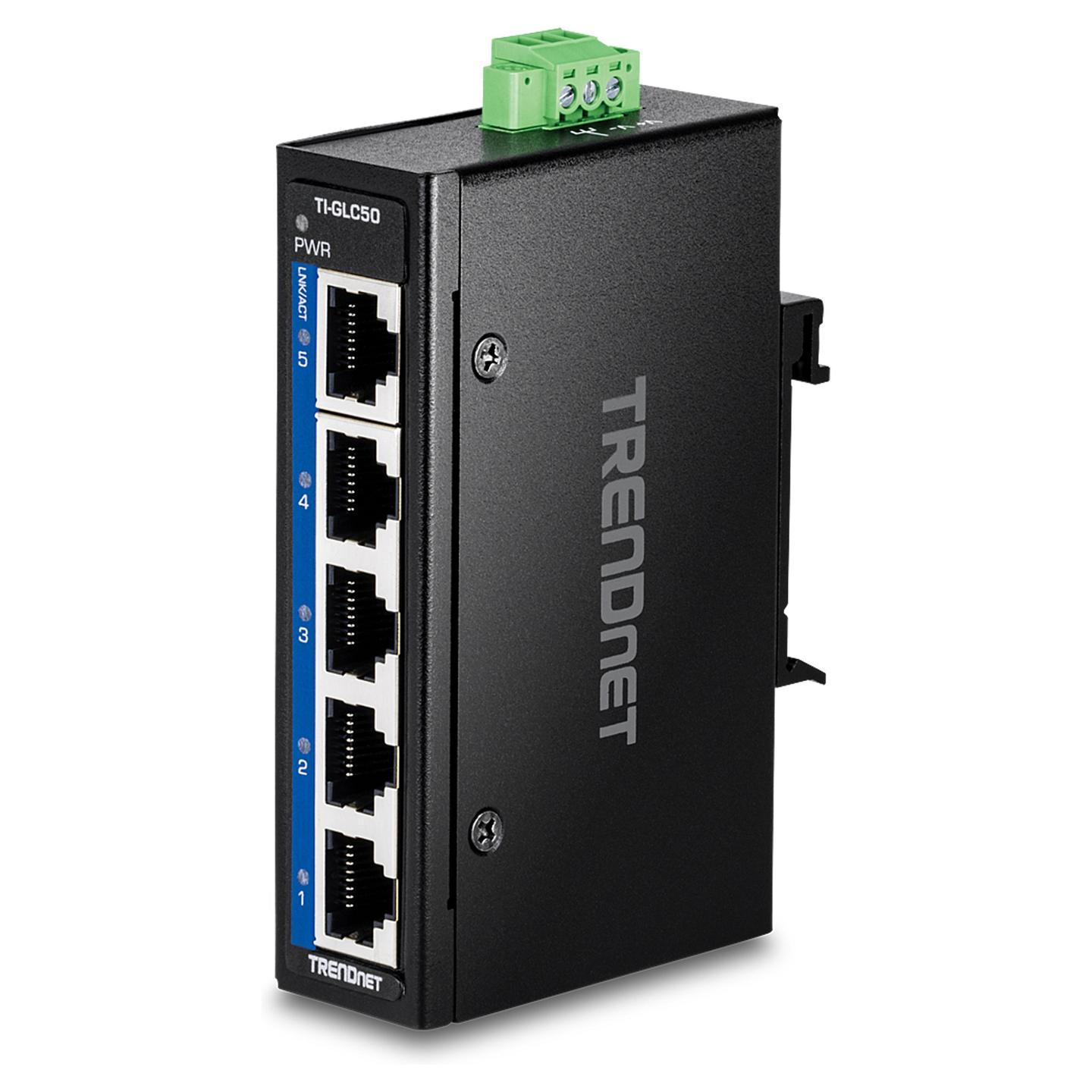 Switch Industrial TRENDnet TI-GLC50, 5 porta Gigabit Ethernet, Switching Capacity 10Gbps, Unmanaged, IP50, DIN-Rail - Zezë