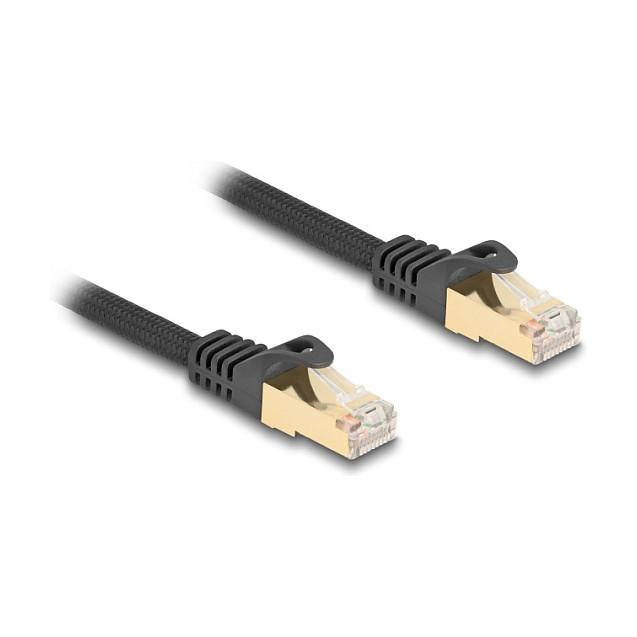 Kabllo për Rrjet DeLOCK 80321, RJ45 në RJ45, Cat.6A S/FTP, mbështjellës i thurur, 7.5 m - Zezë  - 1