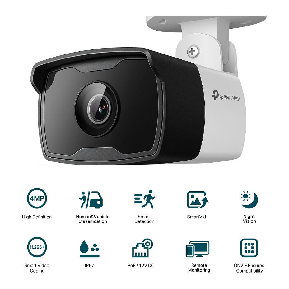 Kamerë Sigurie IP CCTV TP-Link VIGI C340I, 4MP, 4 mm, 75.1°, IR, PoE, IP67 - Zezë/Bardhë - 2