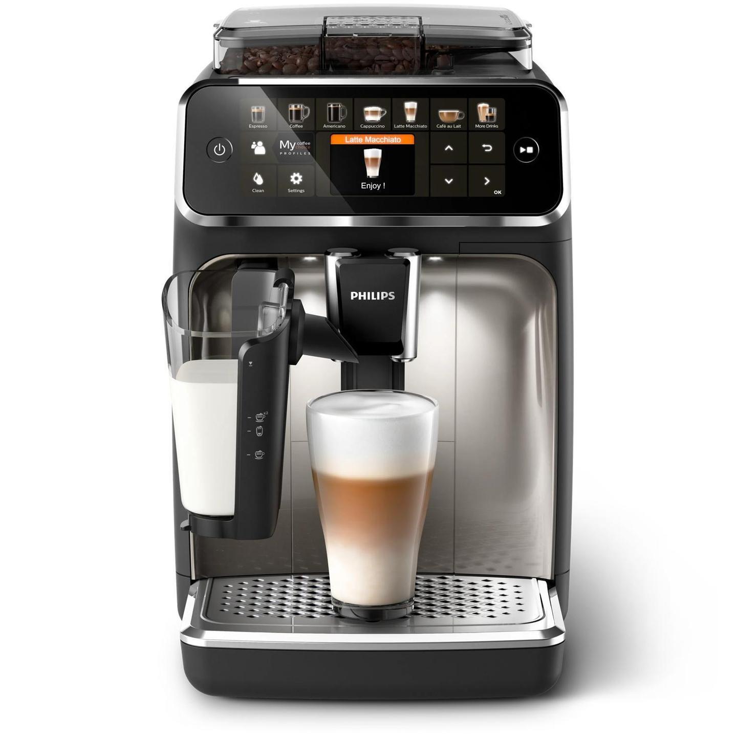 Aparat për kafe Philips Series 5400 / EP5447/90 / 12 Lloje Kafeje / LatteGo / 1.8L – Zezë/Argjend