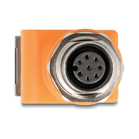Adapter për Rrjet DeLOCK 60668, M12 A-Koduar 8-Pin Femër në RJ-45 Femër, Cat.5e, STP, 90° - Portokalli - 2