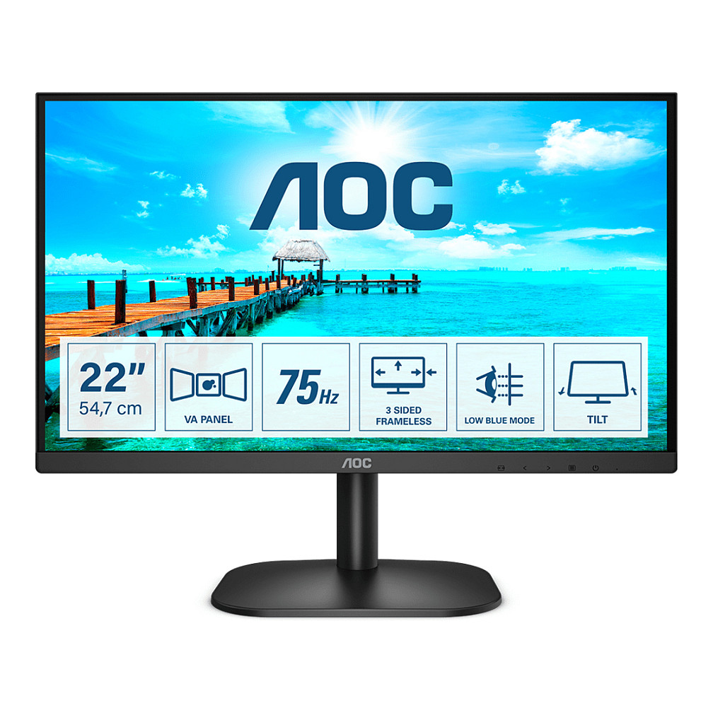 Monitor AOC 22B2H/EU / 21.5" / Full HD VA / 75Hz / 4ms / HDMI+VGA - Zezë