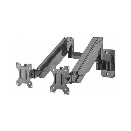 Mbajtëse Muri për Monitor Manhattan 461627 / 2 Monitorë / 17"-32" / 8kg / Full Motion Gas Spring - Zezë - 2