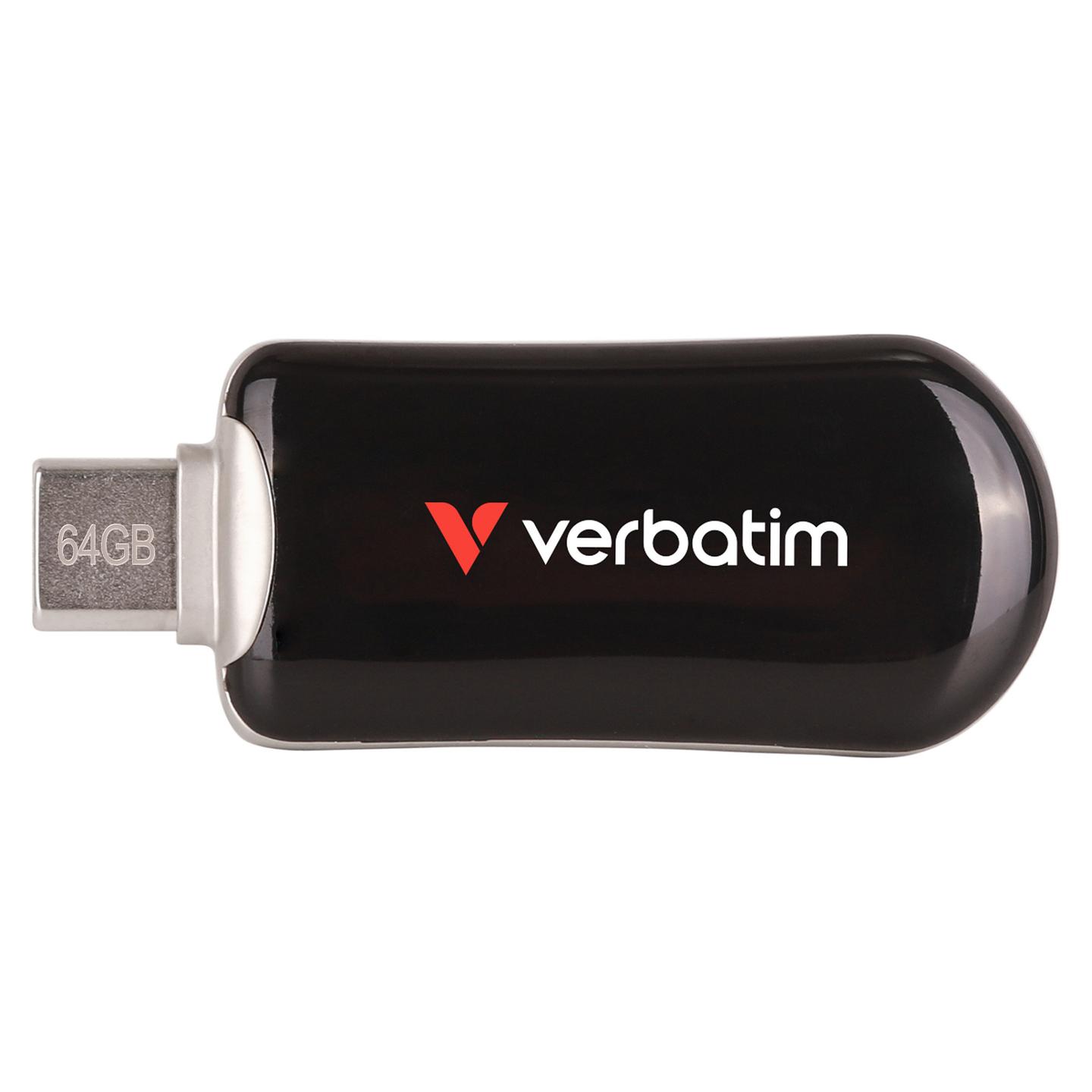 USB Flash Drive Verbatim Plectra 30224, 64GB, USB-C, USB 3.2 Gen 1, deri në 100MB/s – Zezë