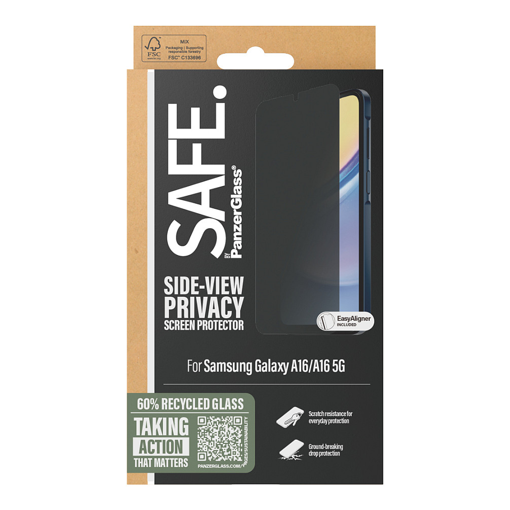 Mbrojtëse për ekran PanzerGlass SAFE. / Samsung Galaxy A16 / A16 5G / Xham Tempered Glass Privacy 2-Way / Ultra-Wide Fit - Transparente - 3
