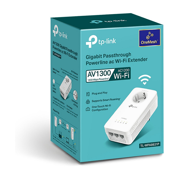 Power-LAN INTD TP-LINK Powerline WPA8631P AV1300-AC1200-Gigabit-WLAN-Powerline with power outlet - 7