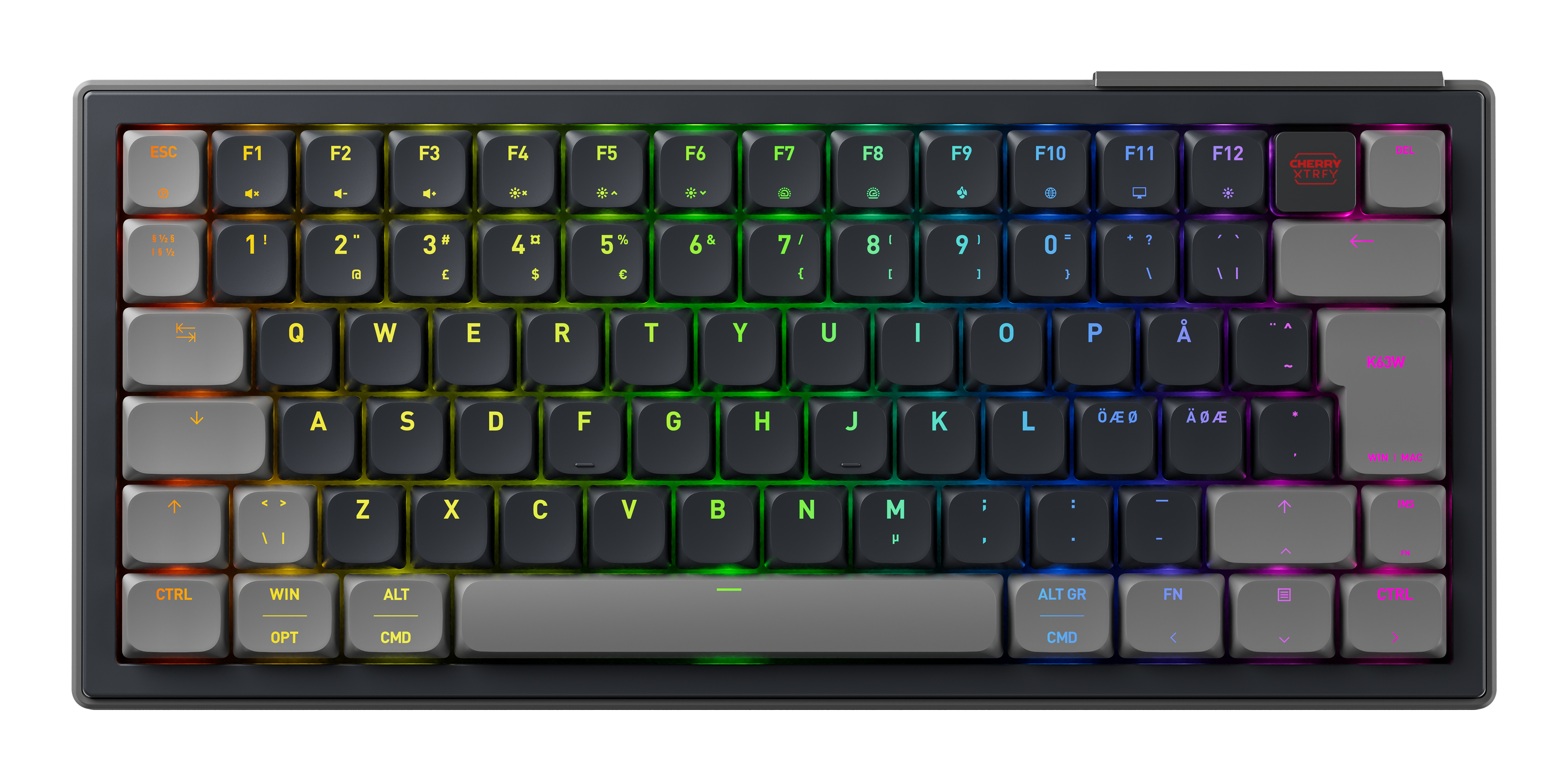 Tastierë Gaming CHERRY XTRFY K63W Pro Compact / Wireless & Wired / Mekanike / RGB LED / 70% / CHERRY MX Low Profile 2.0 – Zezë
