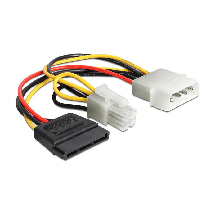 Kabllo për Furnizim me Energji DeLOCK 60127, Molex 4-pin në SATA 15-pin + P4 4-pin, 15.5 cm - Shumëngjyrëshe