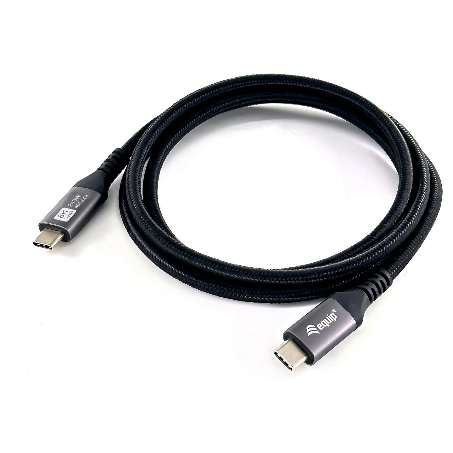 Kabllo USB Equip 128380 / USB-C në USB-C / USB4 Gen 3x2 / 40 Gbit/s / PD 3.1 240W / 8K/60Hz / 0.5m - Zezë