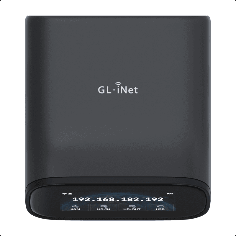 KVM Switch GL.iNet Comet Pro GL-RM10, Wi-Fi 6, HDMI 4K 30Hz, Gigabit Ethernet, ekran me prekje 2.22" - Zezë - 2