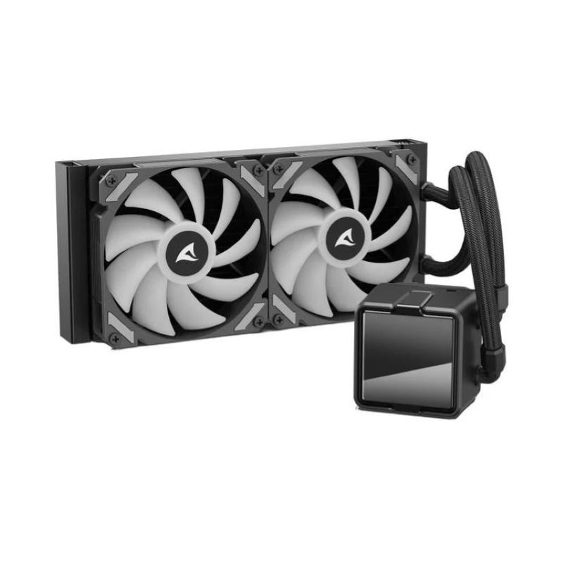 Ftohës për Procesor Sharkoon S50 ARGB / AIO Liquid Cooler / 240mm Radiator / 2×120mm ARGB PWM Fans – Zezë