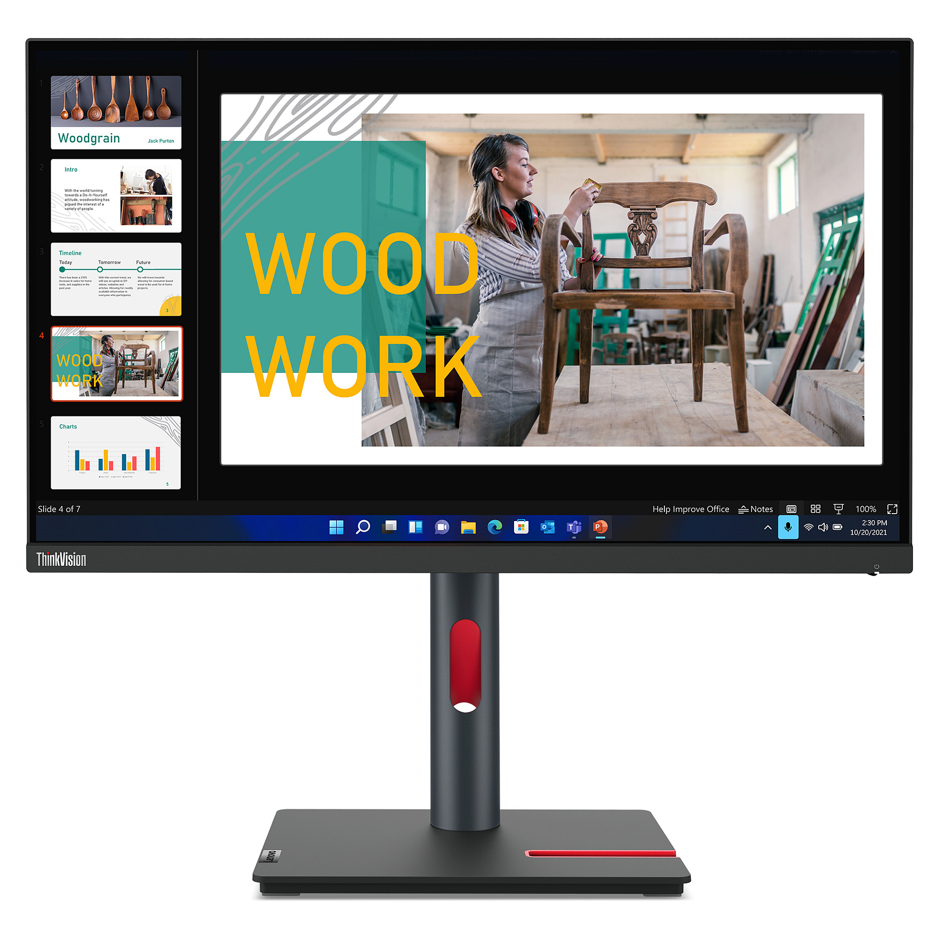 Monitor Lenovo 60.5cm/23.8" (2560x1440) Lenovo ThinkVision P24q-30 16:9 QHD IPS 60Hz 4ms HDMI DP USB Vesa Zi - 1