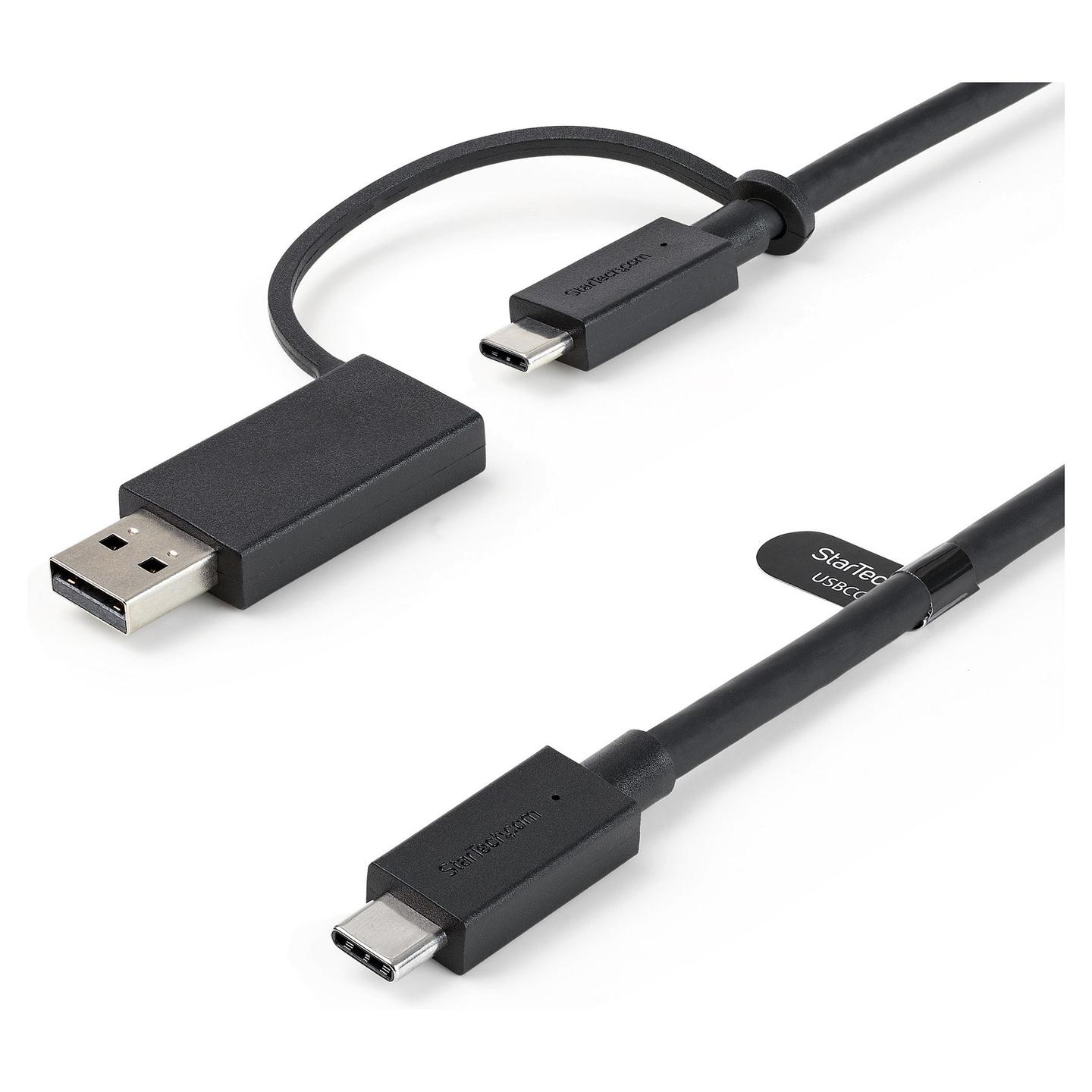 Kabllo USB StarTech.com USBCCADP, USB-C në USB-C, USB 3.2 Gen 2, 10 Gbps, Power Delivery 100W, me adapter USB-C në USB-A 5 Gbps, 1 m – Zezë