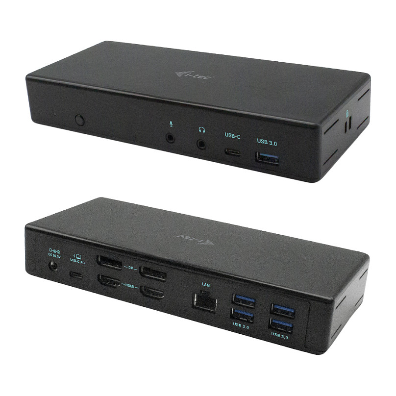 Docking Station I-TEC USB-C / Quattro Display / 4x 4K / HDMI & DisplayPort / PD / LAN / USB - Metalik - 1