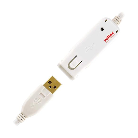 Kabllo USB ROLINE 12.04.1086, USB 2.0, USB-A në USB-A, Repeater aktiv, 12m - Bardhë - 3
