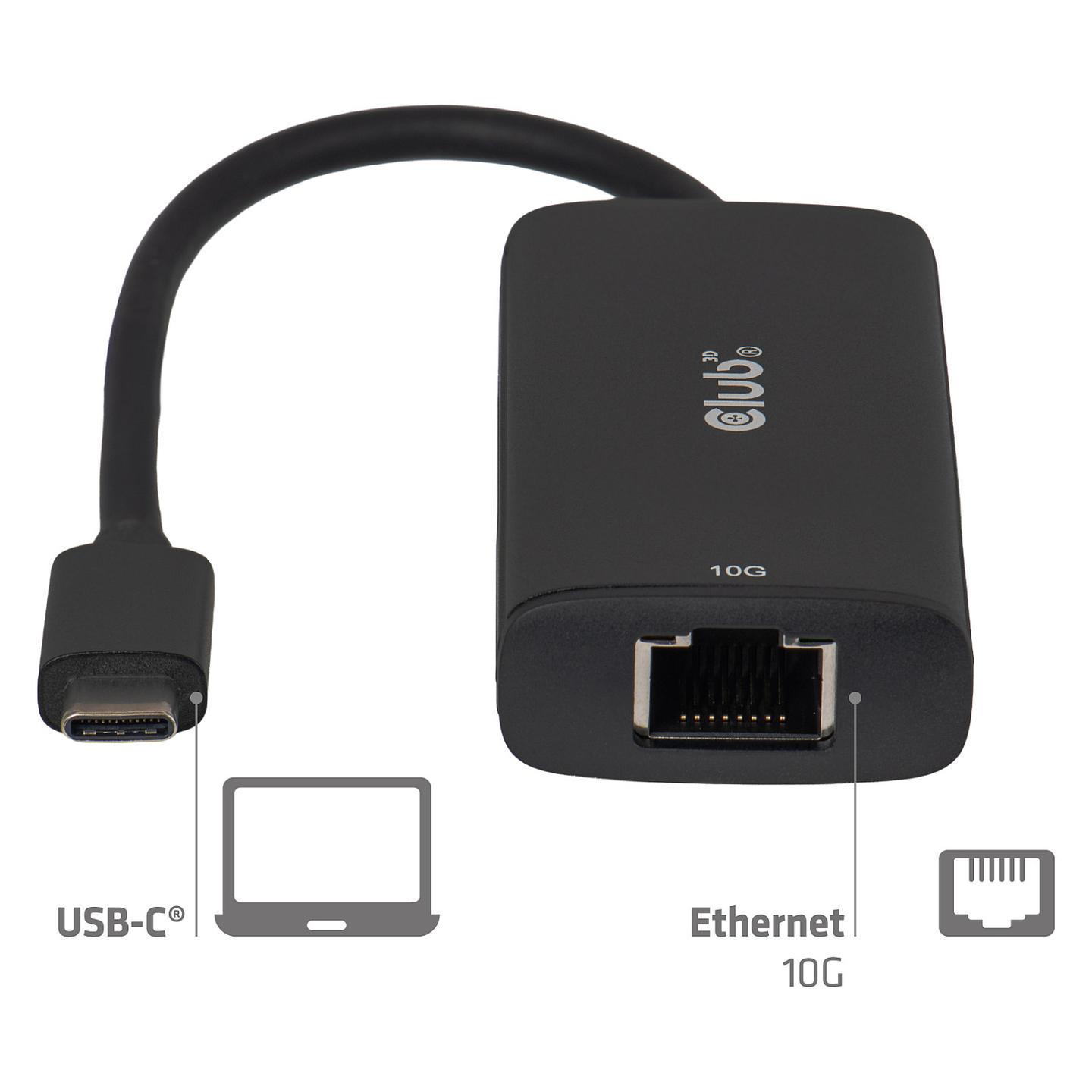 Adapter për Rrjet CLUB3D CAC-2531, USB-C 20Gbps në RJ45, Ethernet 10Gbps, 2.5G/5G/10G – Zezë - 6