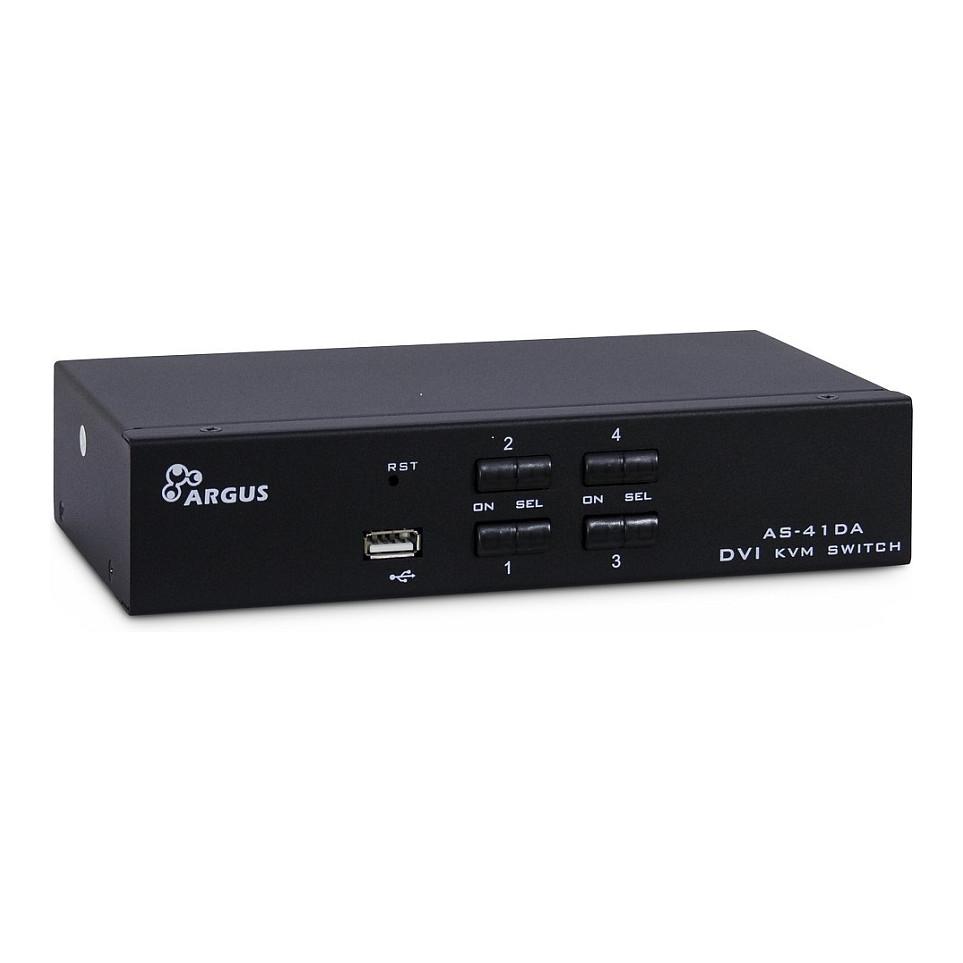 KVM Switch Inter-Tech AS-41DA, 4 porta, DVI, USB, Audio 3.5mm - Zezë