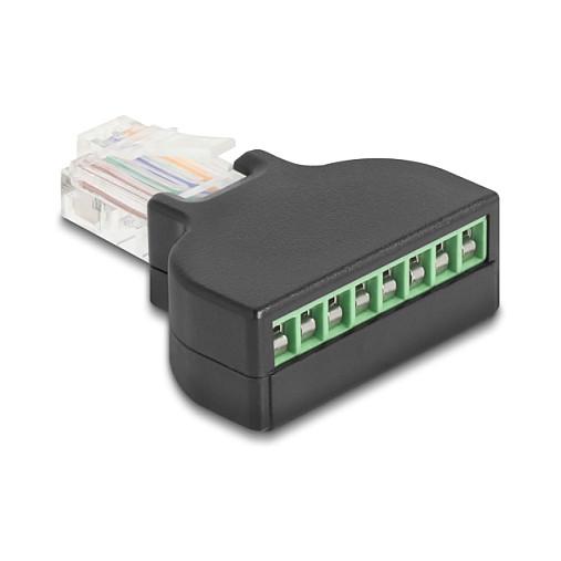 Adapter për Rrjet DeLOCK 90654, Cat.5e, RJ-45 Mashkull në Terminal 8-Pin, me Kaçavidë - Zezë - 2