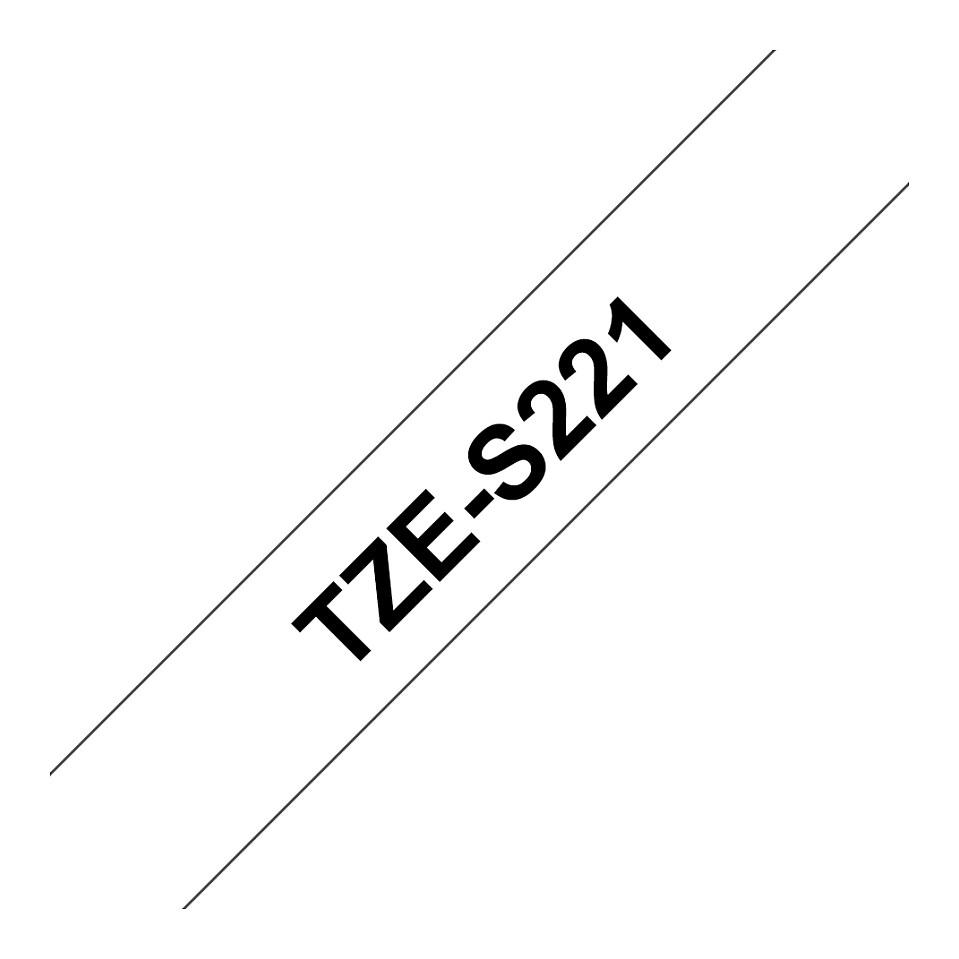 Shirit për Printer Brother TZe-S221 / 9 mm × 8 m - Zezë mbi Bardhë - 1