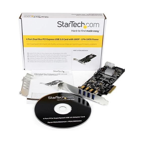 Kartë Zgjerimi StarTech.com PEXUSB3S42, PCI Express 2.0 x1, 4x USB-A 3.2 Gen 1, 5Gbps, 3x të jashtme + 1x të brendshme, UASP, VIA/VLI VL805, Low Profile + Full Height - 5