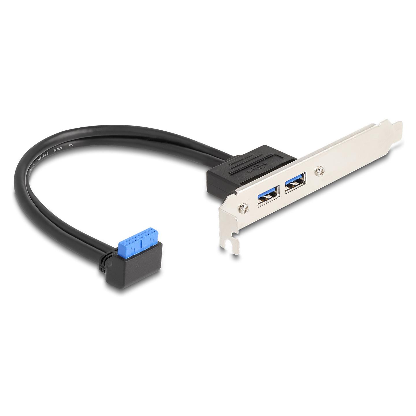 Panel zgjerues USB DeLOCK 83015, 2x USB Type-A Femër, USB 5 Gbps, Pin Header 19-Pin, 50 cm – Zezë - 2