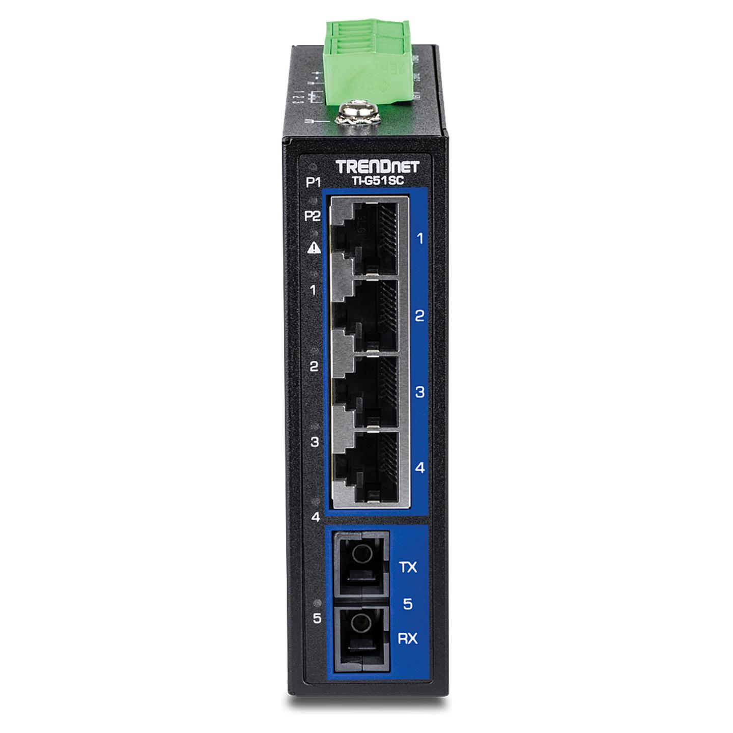 Switch Industrial TRENDnet TI-G51SC, 4x Gigabit Ethernet RJ45, 1x Gigabit SC Multimode Fiber, 10Gbps, IP30, DIN-Rail - Zezë - 2