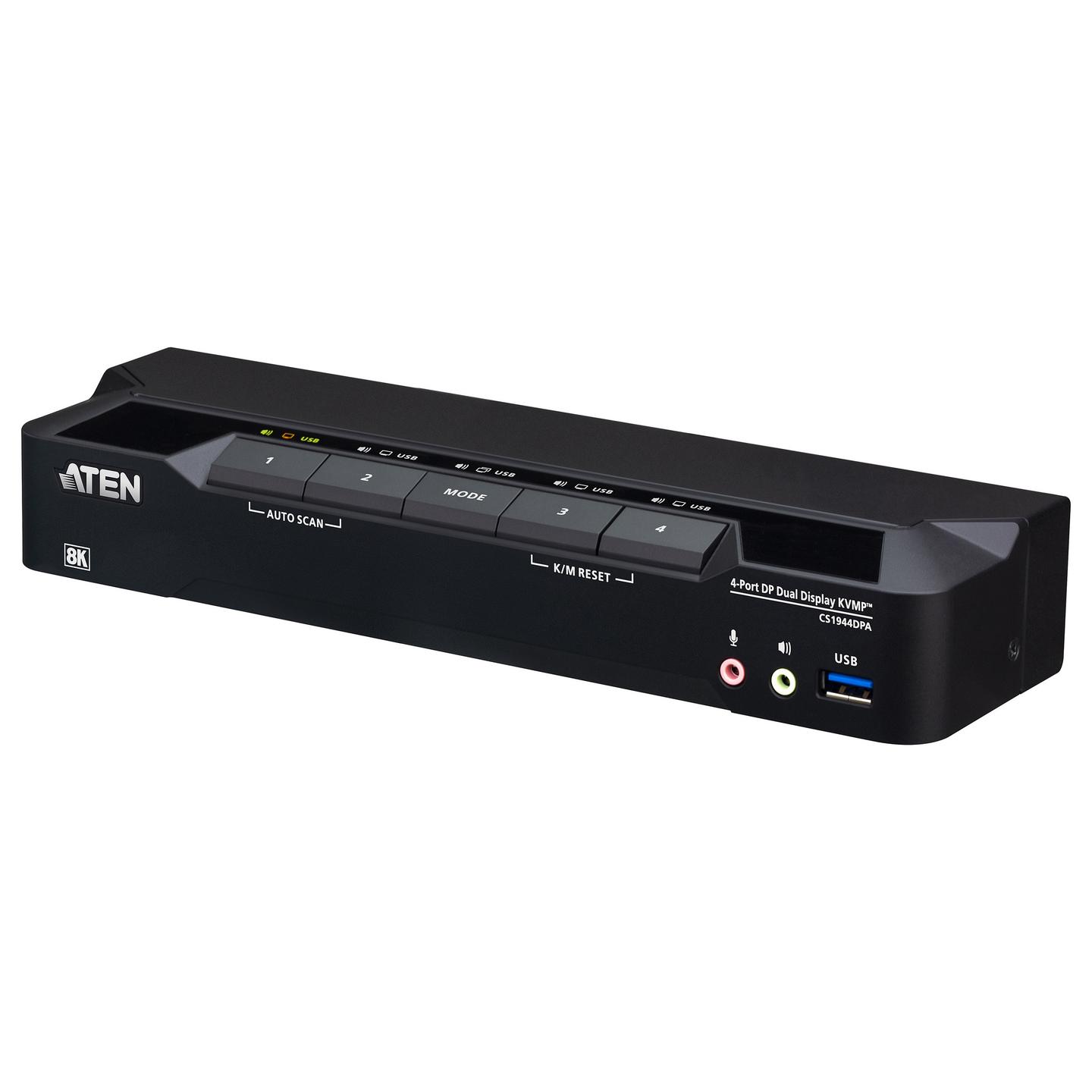KVM Switch ATEN CS1944DPA-AT-G, 4 porta, Dual DisplayPort, USB 3.0, 8K 60Hz - Zezë