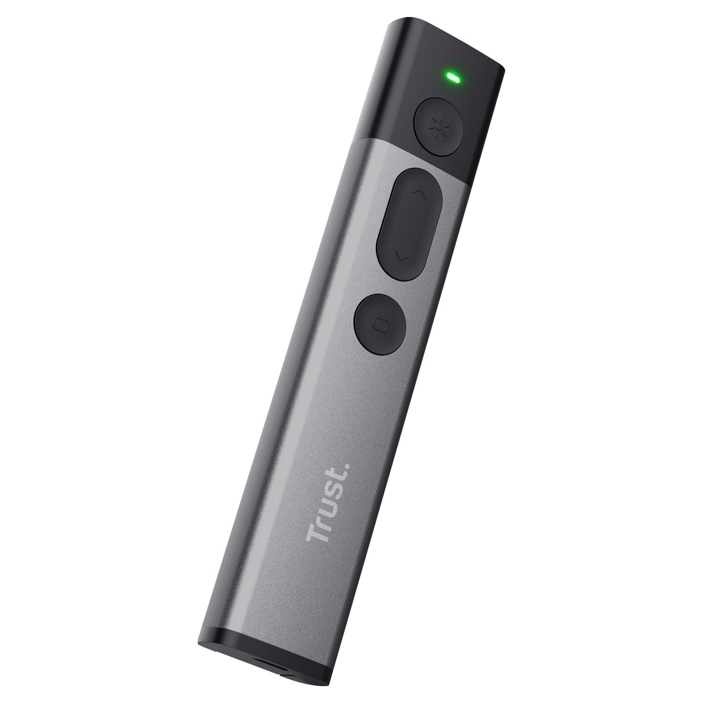 Prezantues pa kabllo Trust Kazun, RF, USB, Laser Pointer i kuq - Argjend dhe zezë