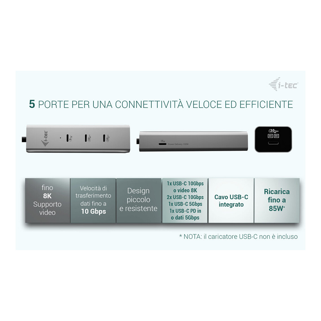 HUB I‑TEC USB-C / 5 Ports - Argjend - 16