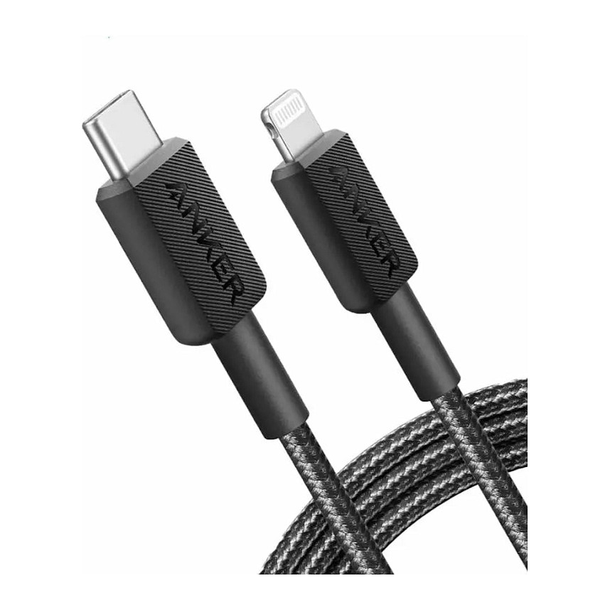 Kabllo USB Anker 322 / USB-C në Lightning / 0.9m / 30W / Nylon - Zezë