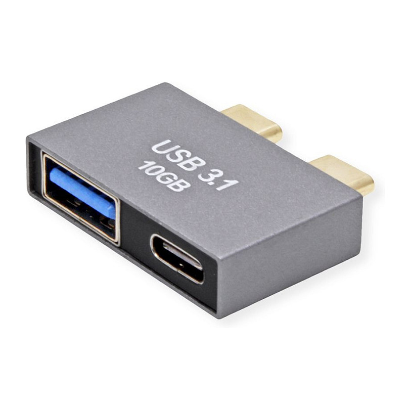 Adapter ROLINE 12.03.2946 / 2x USB-C në USB-A + USB-C / USB 3.2 Gen 2 / 10Gbps – Argjend - 5