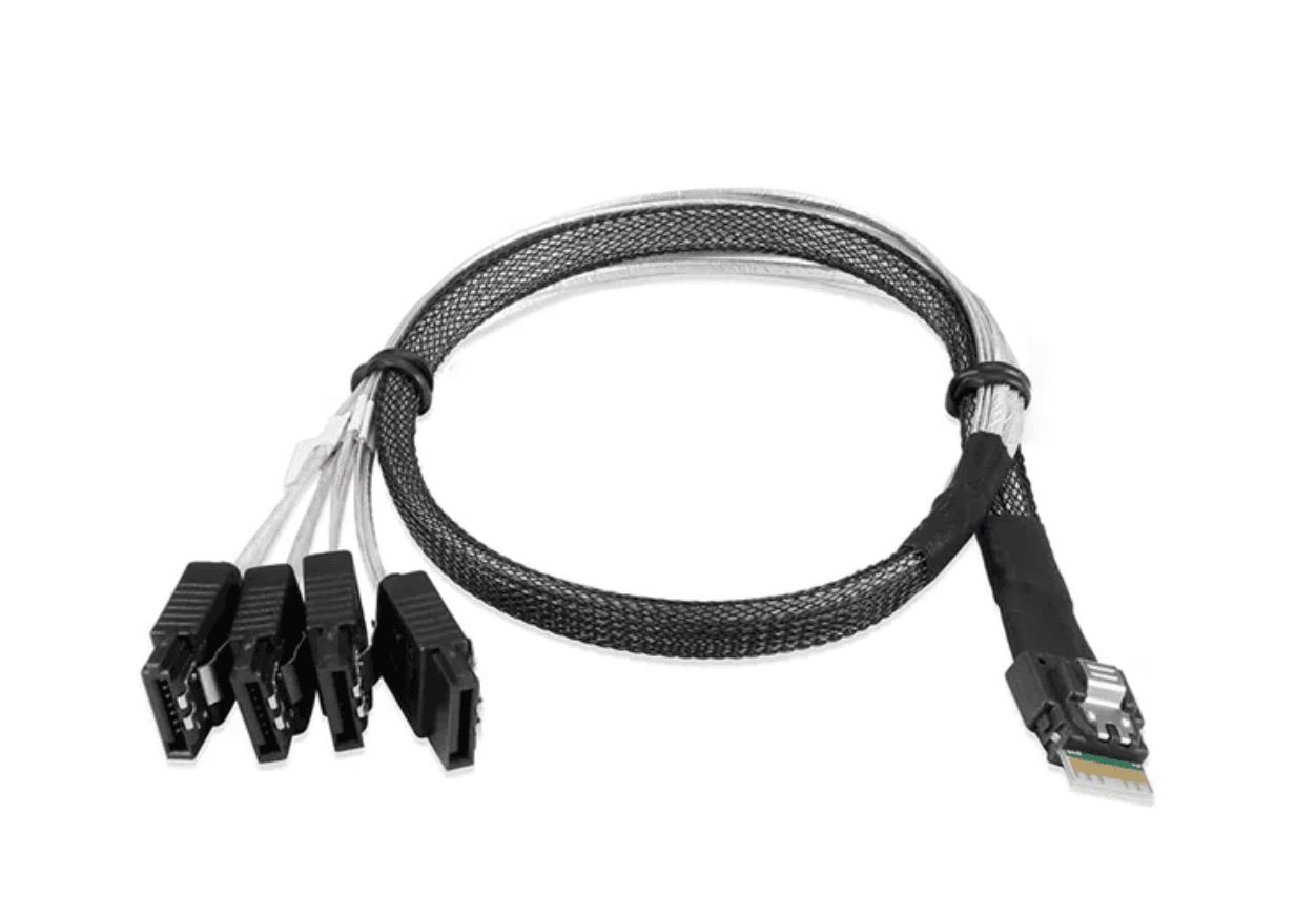 Kabllo Supermicro CBL-SAST-1275A-100, Slimline SAS x8 në 4x SATA, 75/90 cm - Zezë
