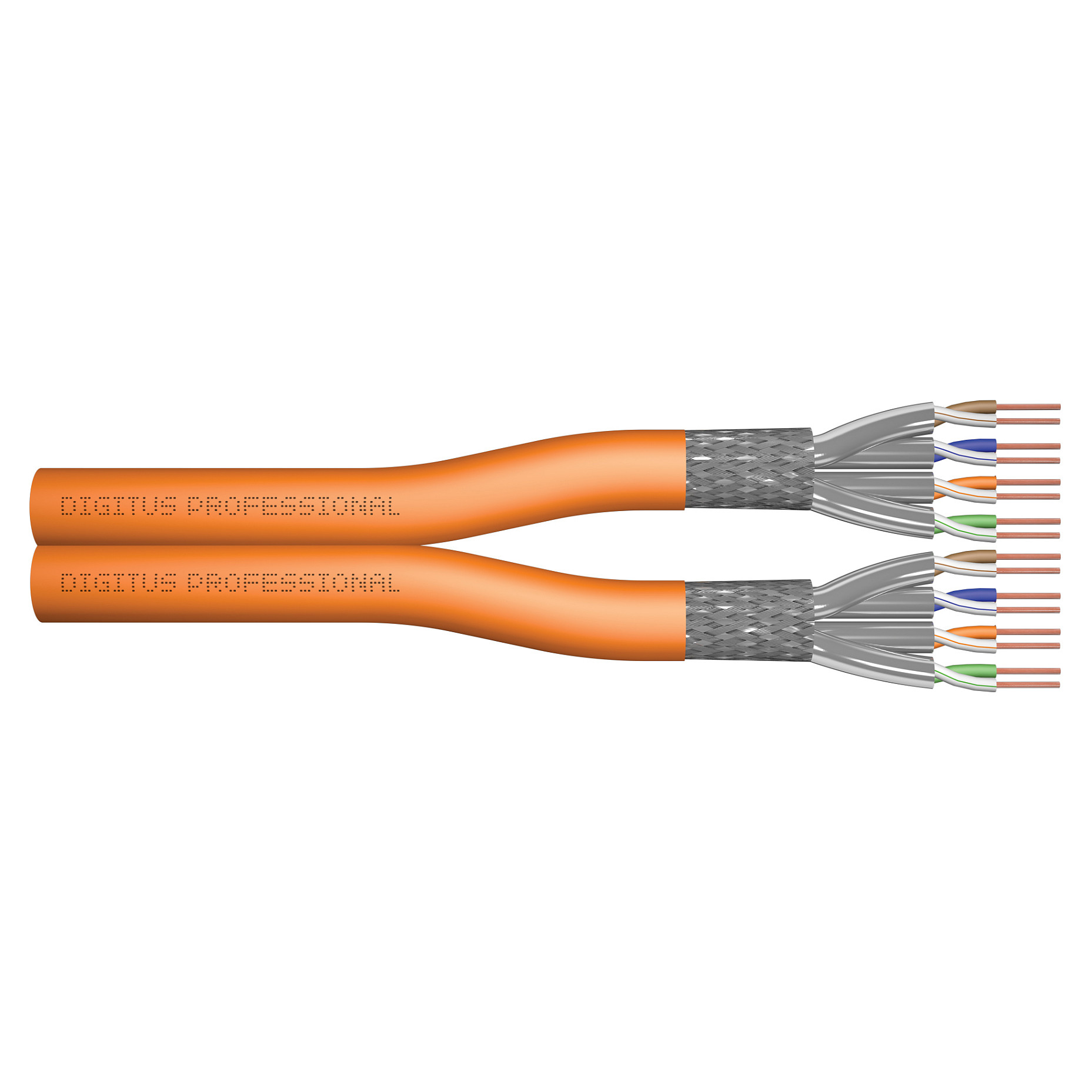 DIGITUS Instal-kab Cat7 S/FTP tw.Pair 100m oran AWG23/1 Dupl - 1