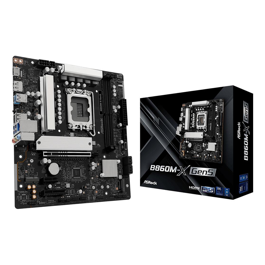 Pllakë Amë ASRock B860M-X Gen5, LGA1851, B860, DDR5, mATX, 2× DIMM, M.2 PCIe 5.0, M.2 PCIe 4.0, 2.5GbE LAN